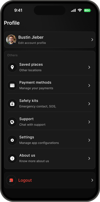 App profile screen