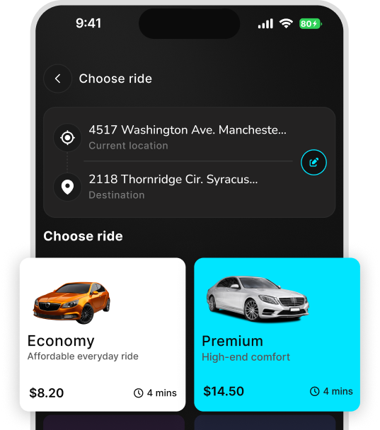 Upfront pricing screen